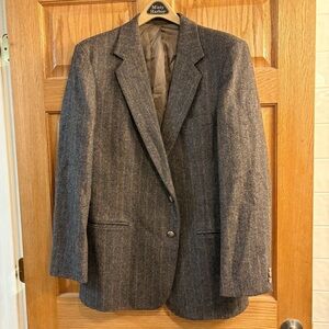 Haggar Imperial Men’s 46L Sport Coat Jacket Blazer Herringbone Stripe Tweed Wool